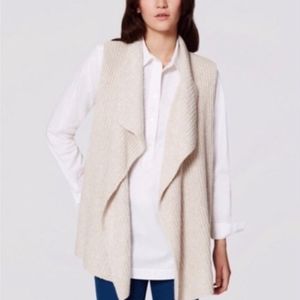 LOFT Open Cardigan Sweater Vest in Oatmeal - XS to Medium